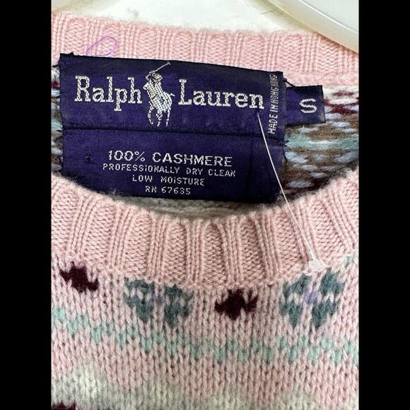 Ralph Lauren Purple Lbl Cashmere Sweater Vintage pink floral - Picture 3 of 4